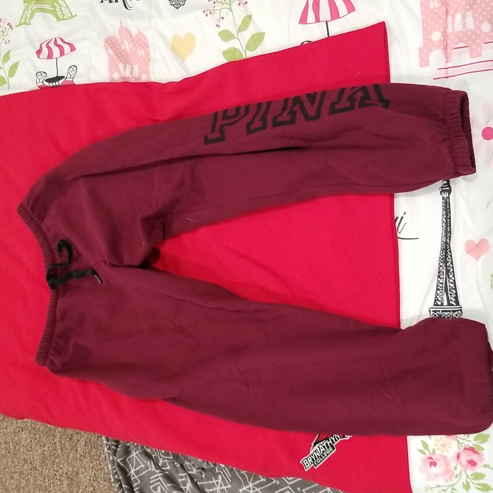 Maroon and black size medium womens sweatpants by pink